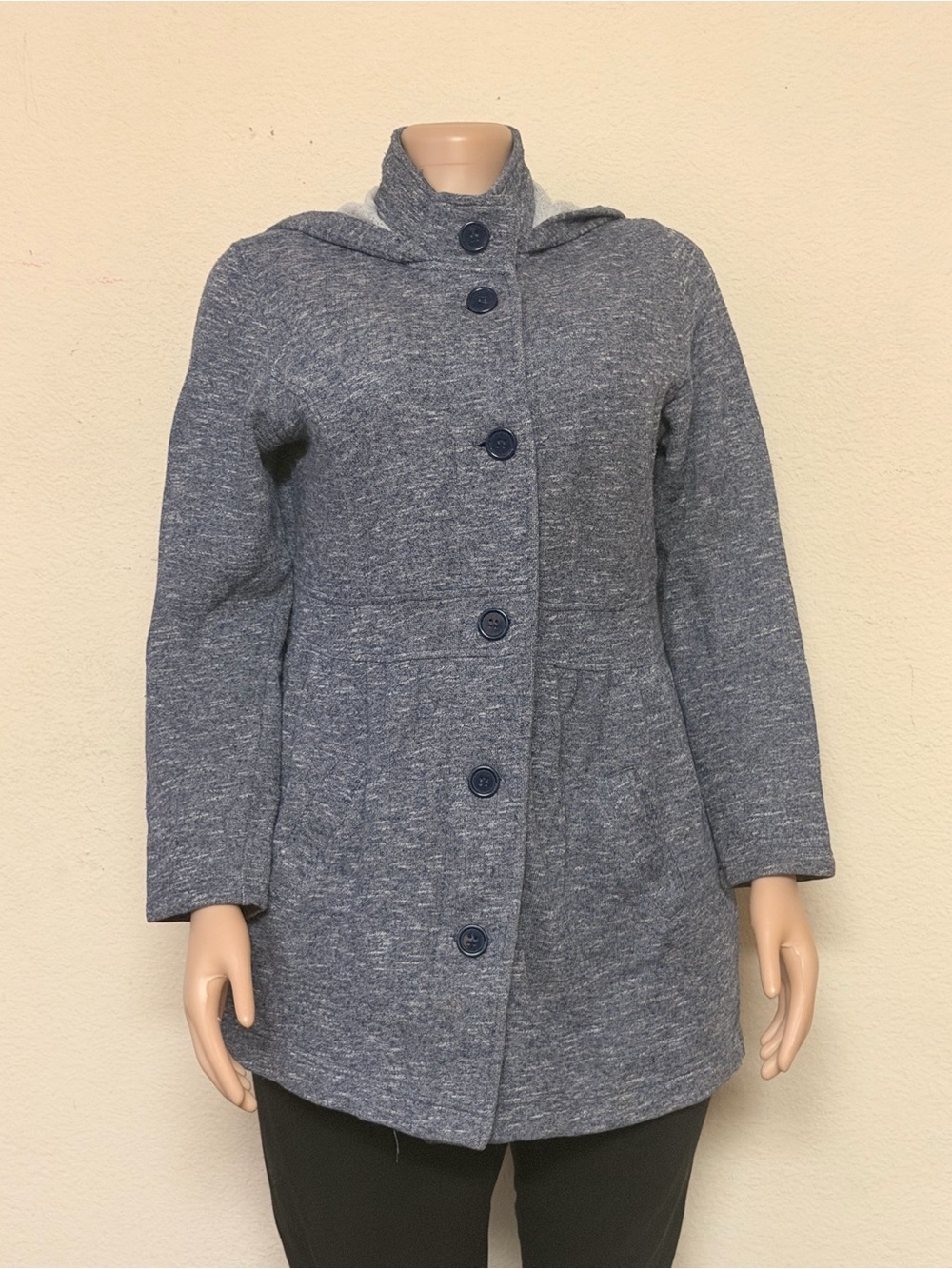 Style & Co. Sport Heather Gray Hooded Button Front Jacket / Coatigan - Size M